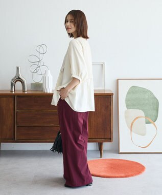 Green Parks ベスト風７分袖ドッキングプルオーバー Beige