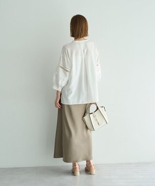 YECCA VECCA レース切替スキッパーブラウス Off White