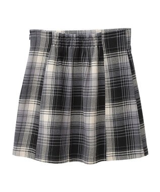 earth music&ecology コットンツイルチェックミニスカート Black