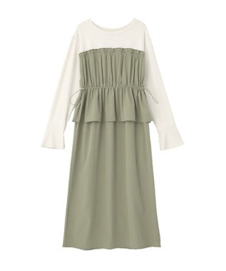 Green Parks ペプラムドッキングワンピース Khaki