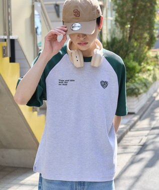 WEGO 【ユニセックス着用ITEM/MLサイズ展開】ワッフルラグランT（SS） アッシュグレー