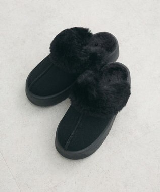 Green Parks ・minia　フェイクムートンスリッパ Black