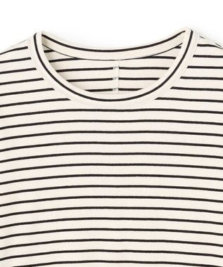 UNFILO コットンカシミヤ クルーネックカットソー ボーダー(エクリュ×ブラック)