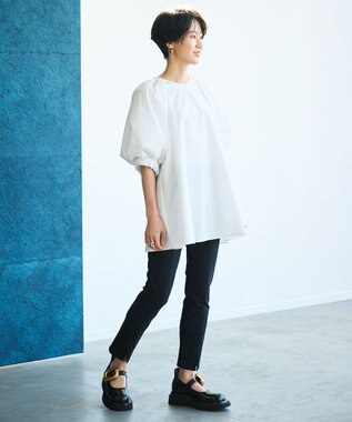 #Newans サークルスリーブAラインブラウス ホワイト