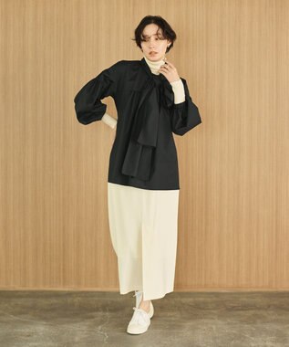 #Newans 【洗濯機可能/ウエストゴム】ロングナロースカート ホワイト