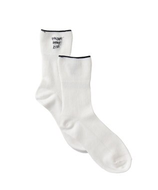 WEGO 折り返しロゴアンクルソックス ホワイト