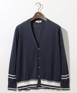 JOSEPH ABBOUD 【エコ素材/軽量/通気性/速乾性】ペーパーヤーンニット カーディガン ネイビー系