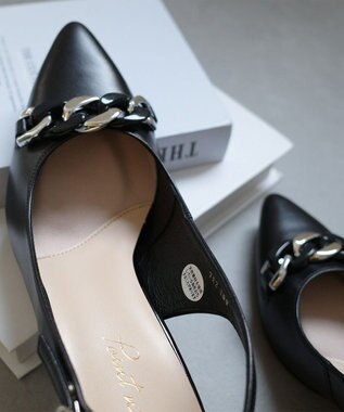 Pointer 日本製 本革チェーンビット付きバックバンドミュール ブラック