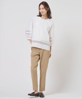 J.PRESS LADIES スパンソフトクロス刺繍 ブラウス オフ系