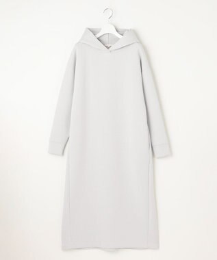 自由区 L 【WEB限定・洗える】マットストレッチダンボールフーディー ワンピース ライトグレー