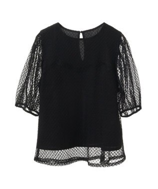 earth music&ecology 袖シアーレースプルオーバー Black