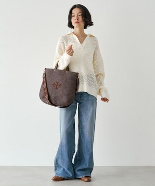 russet スリム2WAYトートバッグ <ナイロンラフィア>(CE-1717-WEB) D.Brown