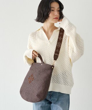 russet スリム2WAYトートバッグ <ナイロンラフィア>(CE-1717-WEB) D.Brown