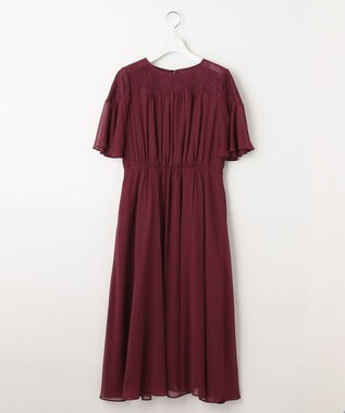 自由区 【WEB限定】シフォンレースコンビネーション ドレス ワイン系