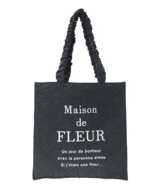 Maison de FLEUR ブランドロゴ刺繍キルティングスクエアトート Black