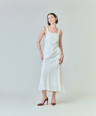 GRACE CONTINENTAL リネンタッチロングドレス ホワイト