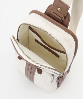 JOSEPH ABBOUD 【軽量/コンパクト】 ヘリンボンキャンバス ボディバッグ アイボリー系