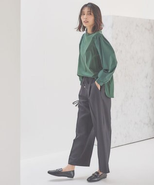 ANY 【洗濯機可能/セットアップ対応/ウエストゴム】イージィケア美脚ワイドパンツ ブラック