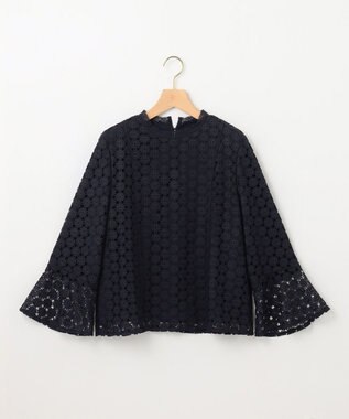 組曲 【WEB限定】フラワーレース 袖フレアトップス ネイビー系