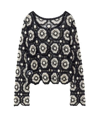 Green Parks ・ＳＵＧＡＲ　ＳＰＯＯＮ　クロシェフラワープルオーバー White×Black