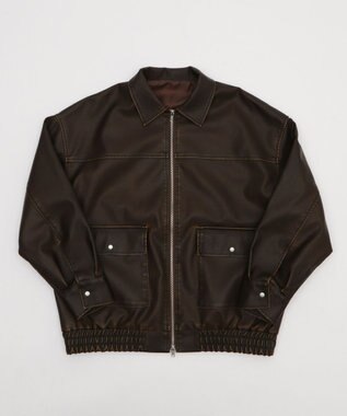 WEGO ヴィンテージライクPUジャケット ブラウン