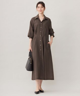 【洗える】トロピカルストレッチシャツ ドレス