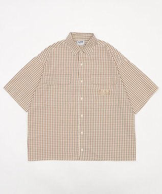 WEGO 【ユニセックス着用ITEM】ミニマムチェックロゴシャツ（SS） ベージュチェック1