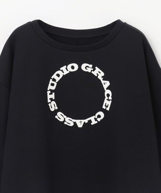 GRACE CONTINENTAL フロッキーロゴプリントトップ ブラック