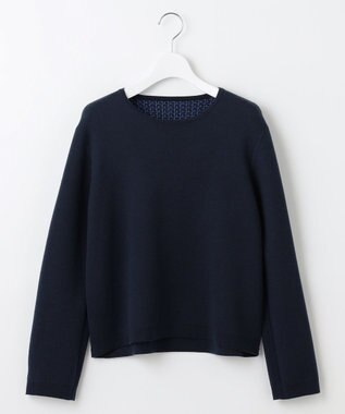 自由区 【WEB限定カラーあり・洗える】リバーシブルニット セットアップ(プルオーバー×フレアスカート) [WEB限定]ネイビー×ブルー