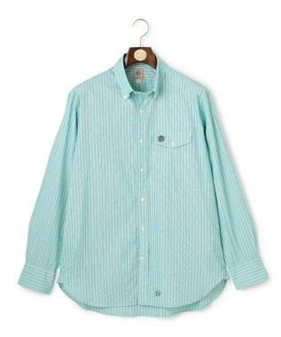 J.PRESS MEN ブロードマルチストライプ シャツ / B.D. グリーン系1
