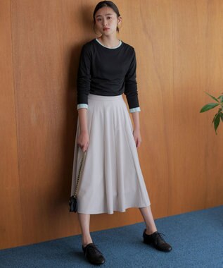 組曲 L 【ご好評につき追加販売】ハンサムツイルフレア スカート アイスグレー系