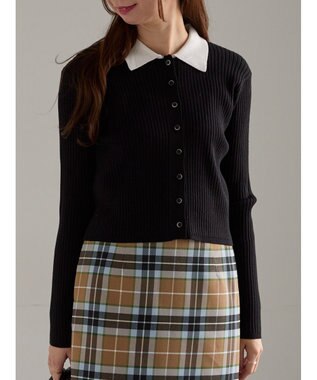 Te chichi ポロカラークロップトカーディガン ブラック