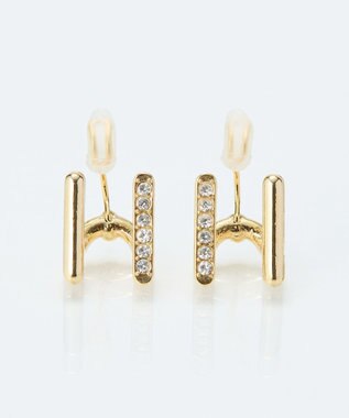 Phoebe 【痛くないシリーズ/金属アレルギー対応】ダブルラインビジューライトフィットイヤリング　ゴールド ゴールド