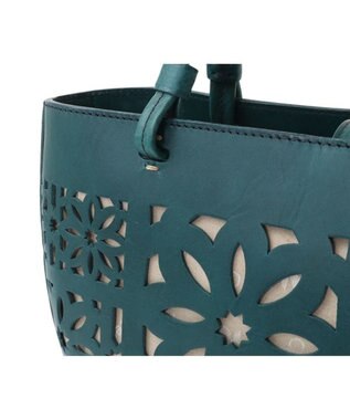genten セイル カットワーク トートバッグ ブルーグリーン
