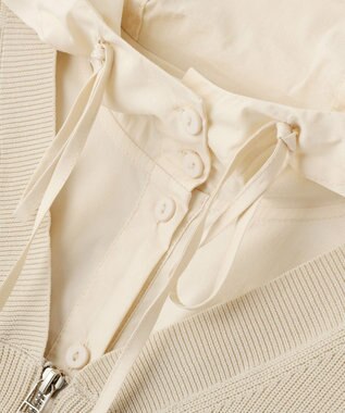 YECCA VECCA ZIPニットレイヤードフーディーシャツ Light Beige