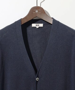 JOSEPH ABBOUD 【エコ素材/軽量/通気性/速乾性】ペーパーヤーンニット カーディガン ネイビー系
