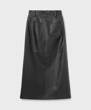 GRACE CONTINENTAL クラッシュレザータイトスカート ブラック
