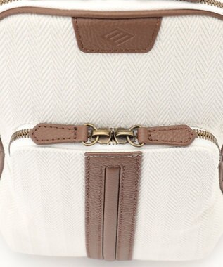 JOSEPH ABBOUD 【軽量/コンパクト】 ヘリンボンキャンバス ボディバッグ アイボリー系