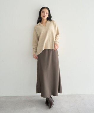 YECCA VECCA 襟付きVネックニット Beige