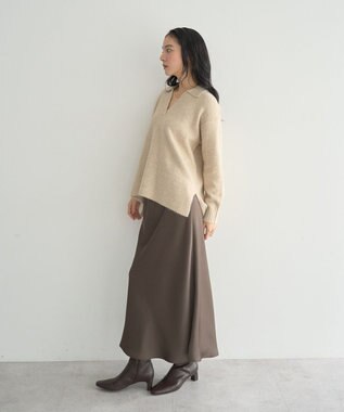 YECCA VECCA 襟付きVネックニット Beige