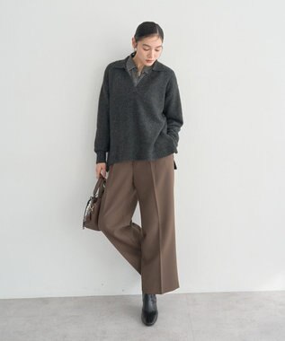 YECCA VECCA 襟付きVネックニット Charcoal Gray