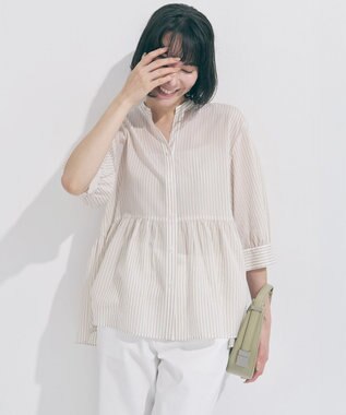 UNFILO ペプラム ギャザーブラウス