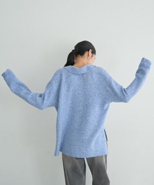 YECCA VECCA 襟付きVネックニット Blue