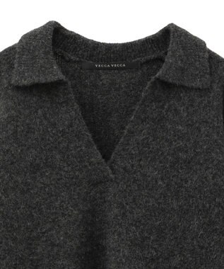 YECCA VECCA 襟付きVネックニット Charcoal Gray