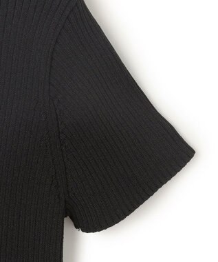 BEIGE， 【洗える・美人百花 4月号掲載】VINCA / パール付き半袖コットンリブニット Black