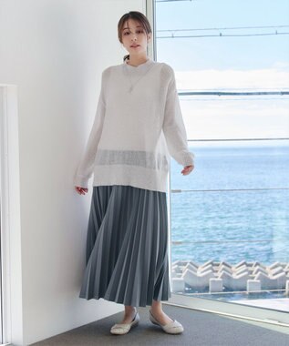 Tiaclasse 【洗える】シアープルオーバーニット ライトグレー