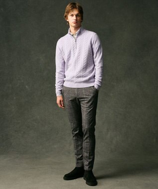 JOSEPH ABBOUD 【キングサイズ・暖か/軽量】カシミヤブレンド ハーフジップ ニット ライラック系