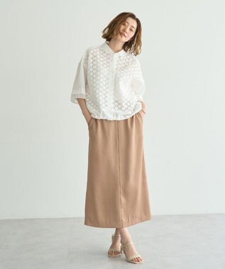 YECCA VECCA シャイニーツイルナロースカート Beige