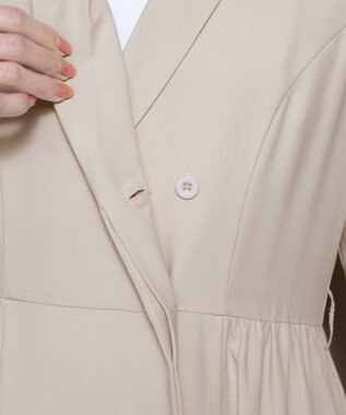 Tiaclasse 【洗える】テーラードカラーワンピース ライトベージュ