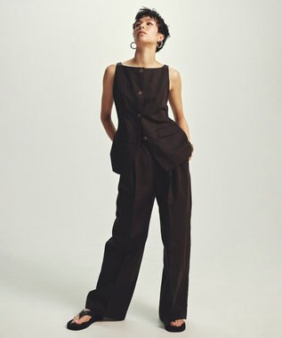 uncrave テンセルライトリネン ジレブラウス ブラウングレー